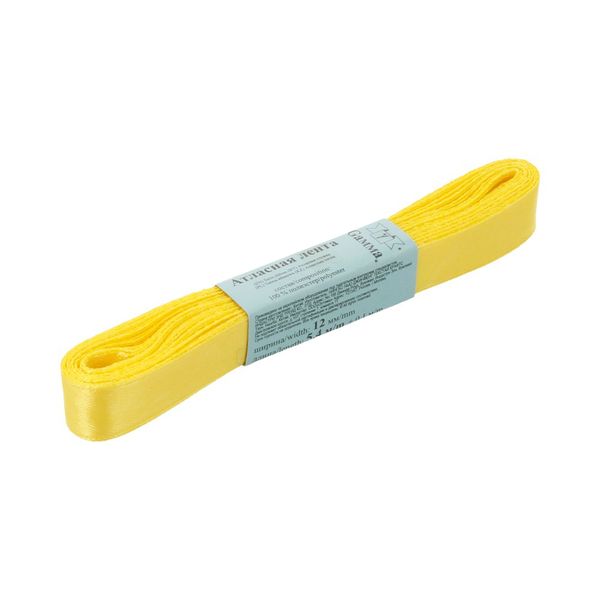 Лента атласная 1-сторонняя 12.0 мм / 10 шт по 5.4 метра, №117 бл.желтый, Gamma AL-12P