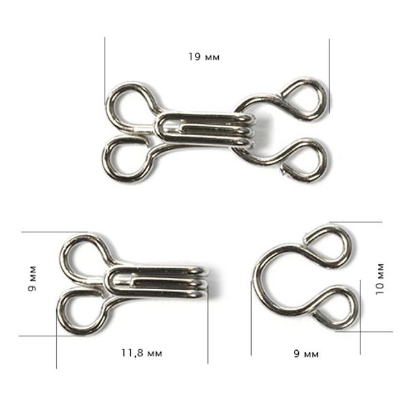 Крючки пришивные 17х9 мм, №3, ТВ-НЕ-А, цв. никель уп. 600 шт