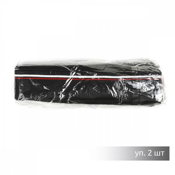 Подвяз (довяз) трикотажный 3.5х80 см, черный с белыми и красной полосами, 100% п/э, 2 штуки