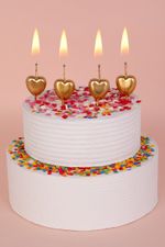 Набор свечей для торта 6 г, 12х4 шт, 01_золотистные сердечки, Boomzee BCD-24