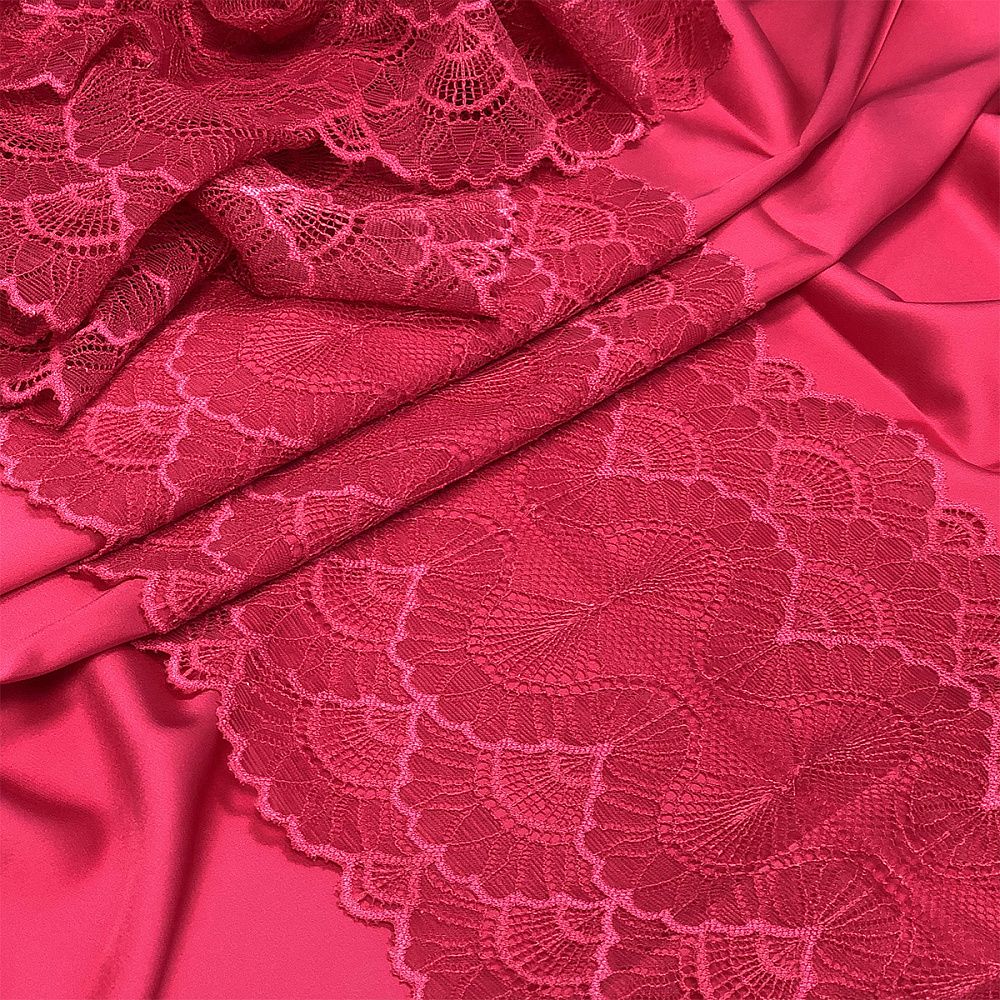 Кружево эластичное (стрейч) 195 мм, TBY.8034, S261 лесная ягода, 10м, Kruzhevo