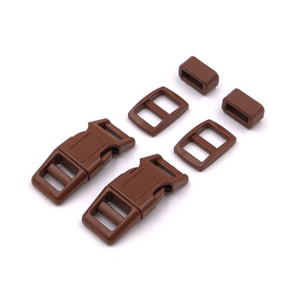 Фастекс (пряжка трезубец), рамка и рамка-регулятор 10мм, пластик, (2 компл.) Hobby&Pro, коричневый, A03001037-10
