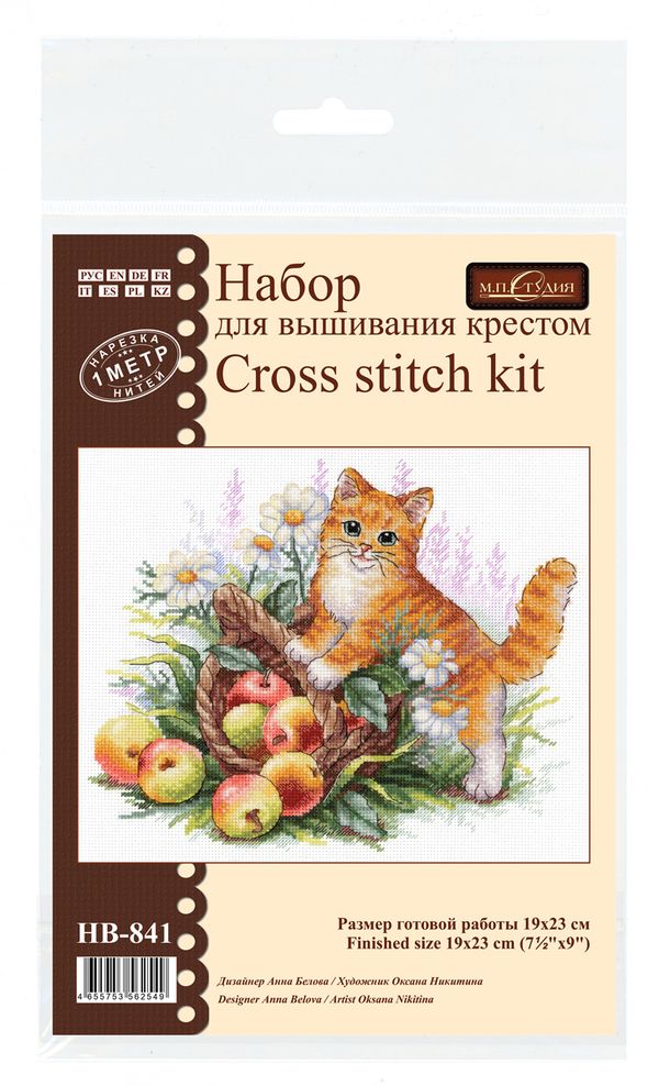 Набор для вышивания нитками МП Студия, Рыжий садовод, 15х13 см