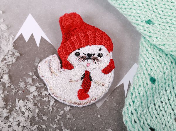 Набор для вышивания нитками Panna, Живая картина, брошь Белек в шапочке, 5х6 см