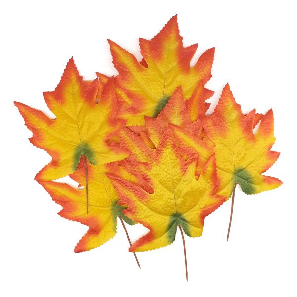 Кленовые листья, 9 шт (3 Желтый с оранжевым), XY19-1141
