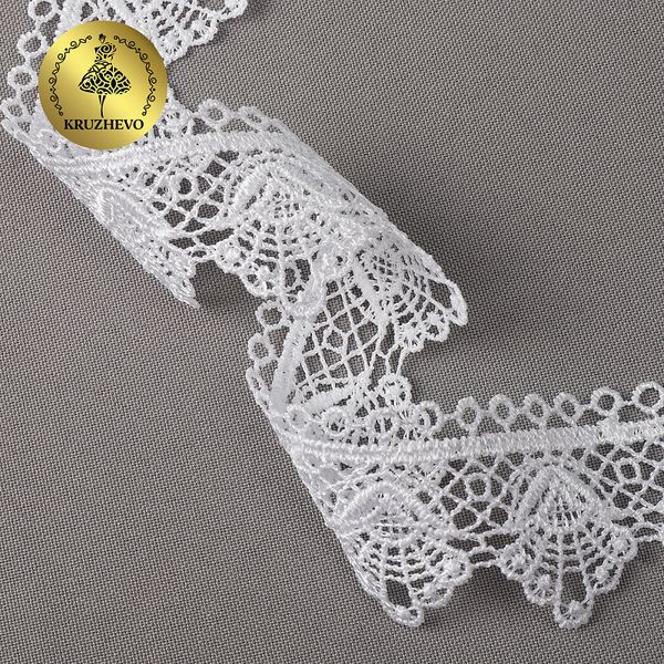 Кружево гипюр (плетёное) 40 мм / 13.71 метров, TBY.4G8084, цв.01 белый