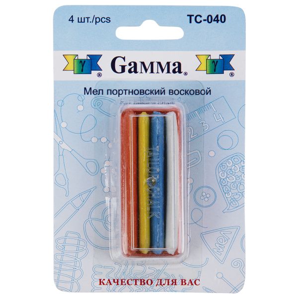 Мел портновский восковой, 4 шт, ассорти, Gamma TC-040
