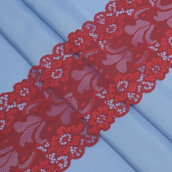 Кружево бельевое эластичное 150 мм / 3.4 метра, цвет красный