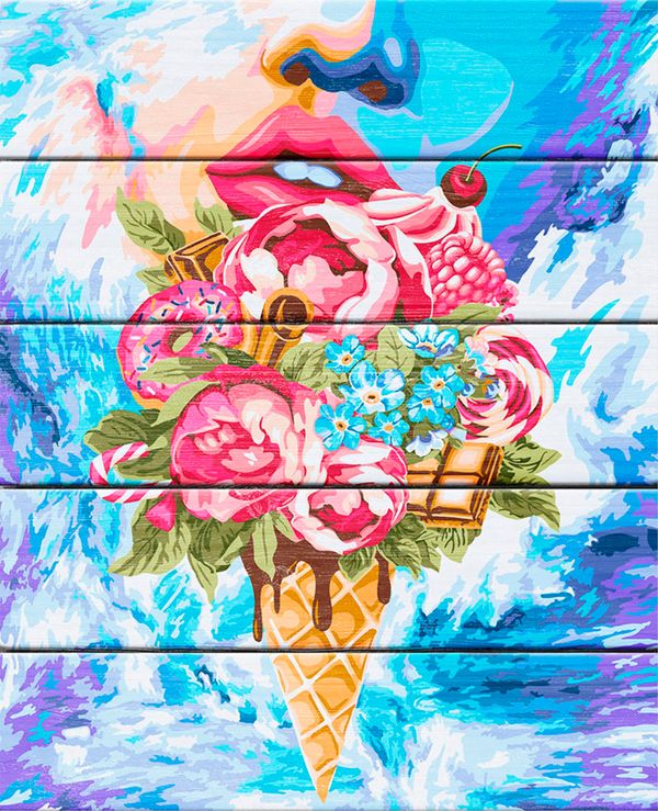 Картина по номерам PKW-1, 44 Сладкий букет, деревянное панно, 40х50 см