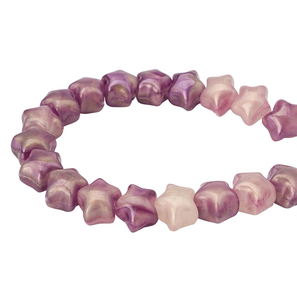 Бусины акрил 12.5х11х10.6 мм, 500 г, дымка, золот. шиммером звезда, AD002 сиреневый, (7748706)7557 , Astra&Craft