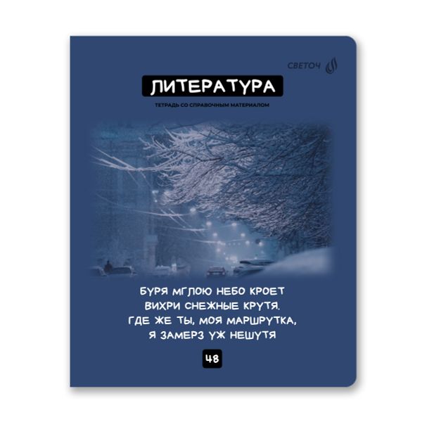 Комплект тетрадей со справочными материалами Мраксимализм, A5 48 л. 12 шт на скобе 60 г/м², белизна 90% 1 шт клетка/линия, 01890 12 предметов, Светоч Т292