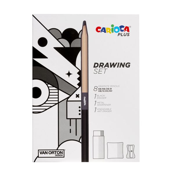 Набор художника 8 карандашей, 2 ластика, точилка, Carioca Plus 45230
