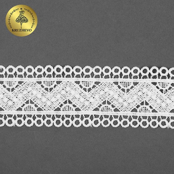 Кружево гипюр (плетёное) 40 мм, матовая нить TBY.0870, цв.белый уп.13.71м, Kruzhevo