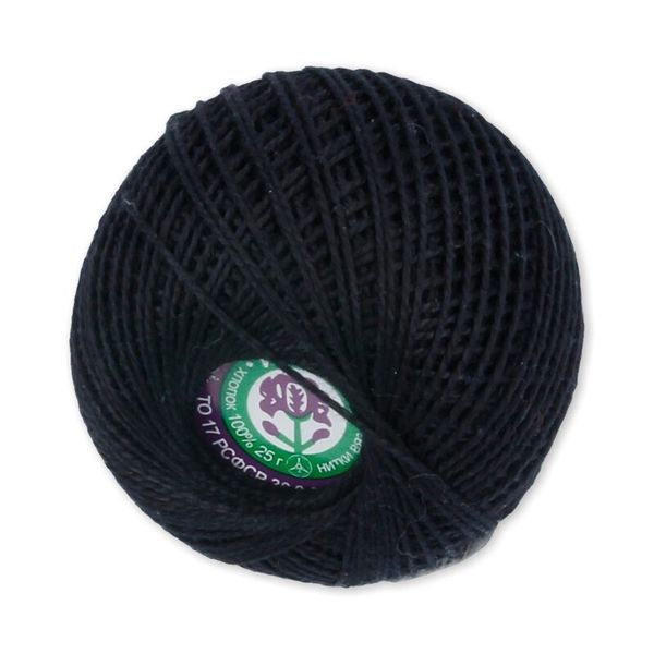 Пряжа ПНК им.Кирова Ирис / уп.20 мот. по 25 г, 150 м, 7214 (156) Черный