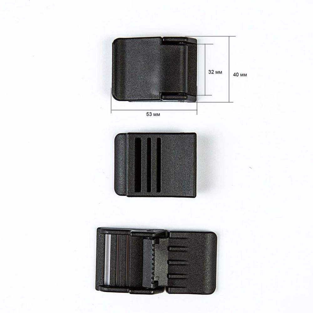 Пряжка силовая для стропы пластик 32 мм, цв. черный, 10 шт