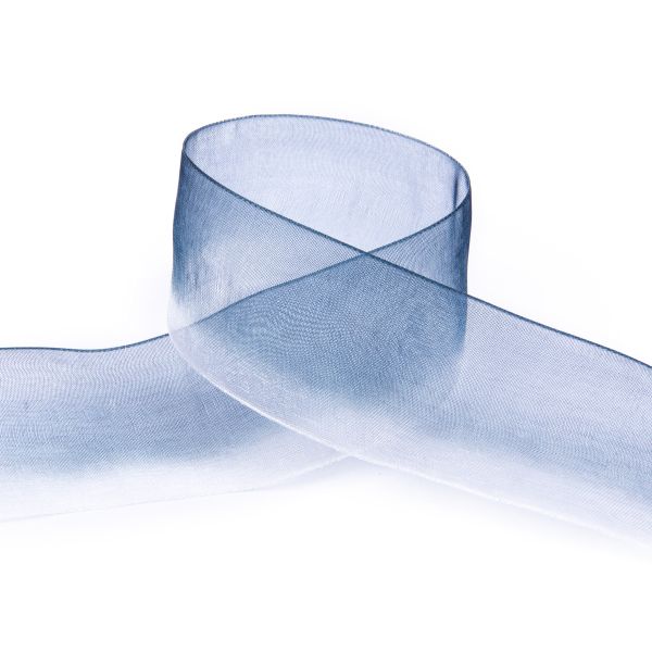 Лента капроновая (органза) двухцветная 38.0 мм / 22.5 метров, 001/094 белый/т.синий, Blitz ORP-38