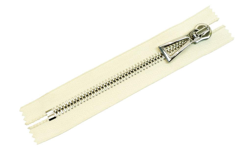 Молния металл Т12 (12 мм) 1 зам., н/раз., 18 см, никель, цв.D123 бежевый, MaxZipper Premium, 1 шт /TOS/