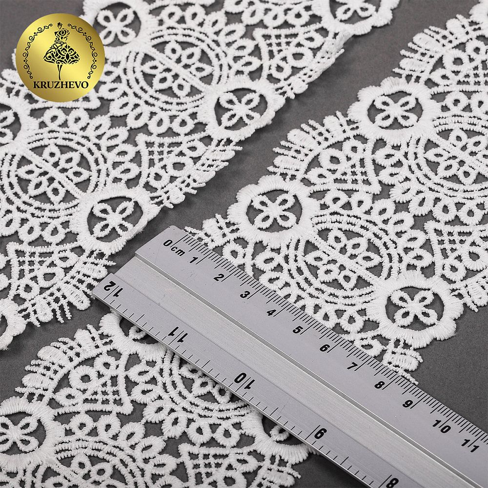 Кружево гипюр (плетёное) 85 мм / 13.71 метров, TBY.SUN.02, цв.белый