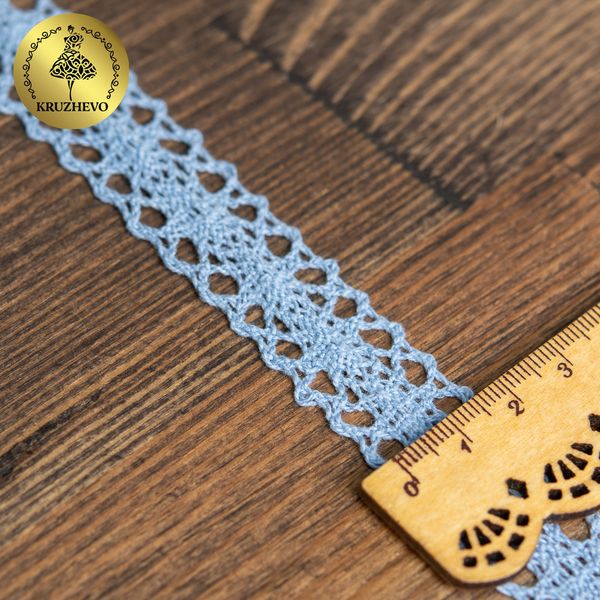 Кружево вязаное (тесьма) 20 мм / 10 метров, 6307-1 цв.23 голубой, 10 м, Kruzhevo