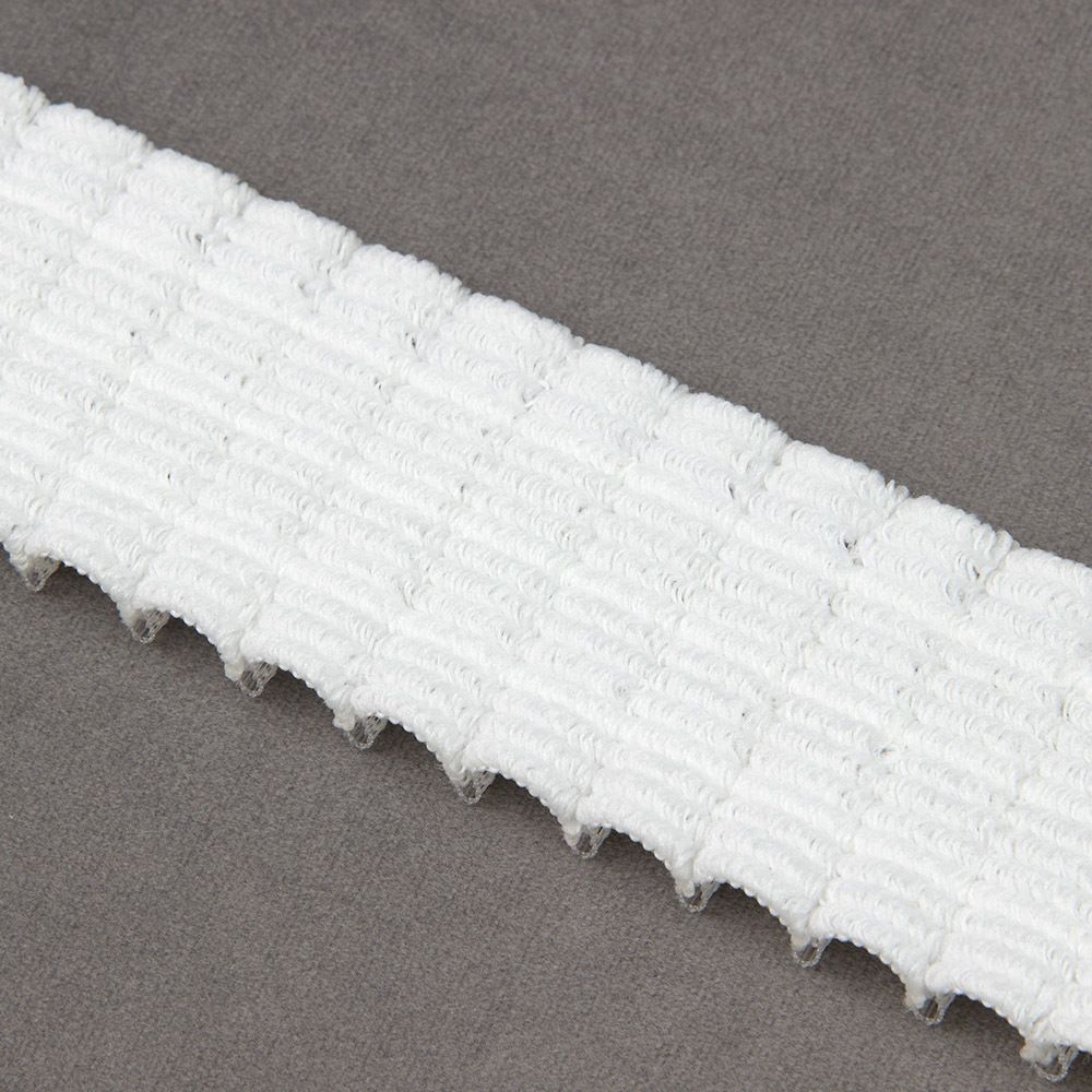 Лента (тесьма) шторная: сборка параллельная (1:2) 50 мм / 50 метров, (3 шнура) для велкро, белый, С01/50