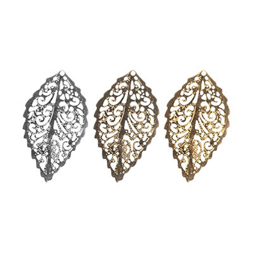 Филигранные элементы для бижутерии 3.1 см, лист, 4 шт, под античную бронзу, Zlatka FDP-009