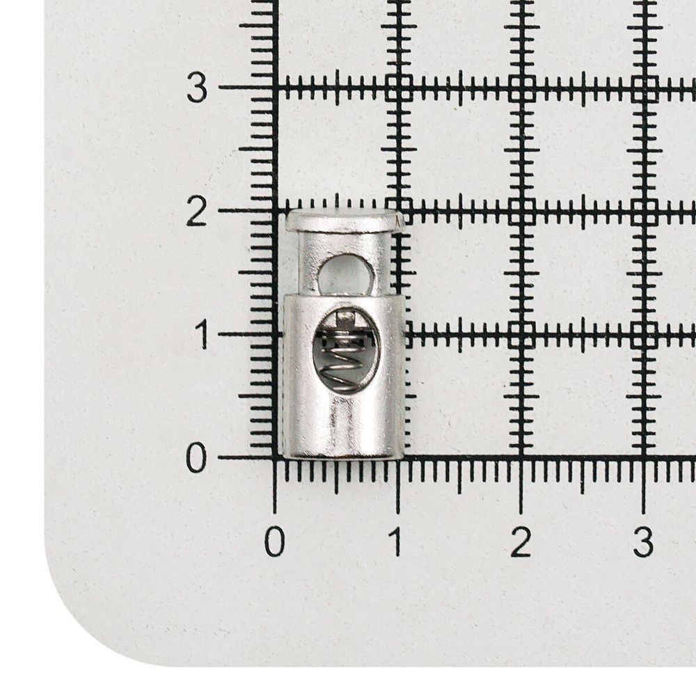 Фиксатор (зажим) для шнура металл 1 отв., 20х10 мм, (in ⌀4.5 мм), цв.серебро, 10 шт