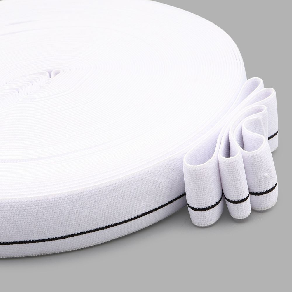 Резинка для мужских трусов и боксеров 30.0 мм / 25 метров, тканая мягкая, 21 г/м, белый/черный полоса