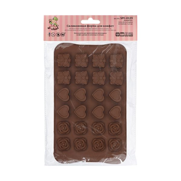 Форма силиконовая для конфет 23.5х13.9х2 см, конфетное ассорти -24 ячейки, S-Chief SPC-0129
