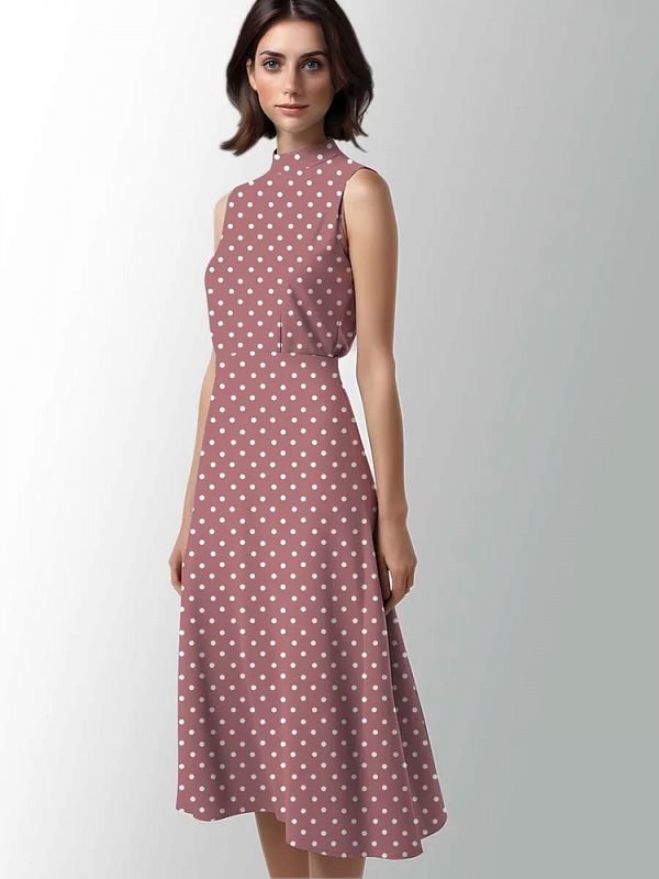 Штапель в горошек 90 г/м², 145 см / 2 метра, TBY.Vidt.08 цв.розовый