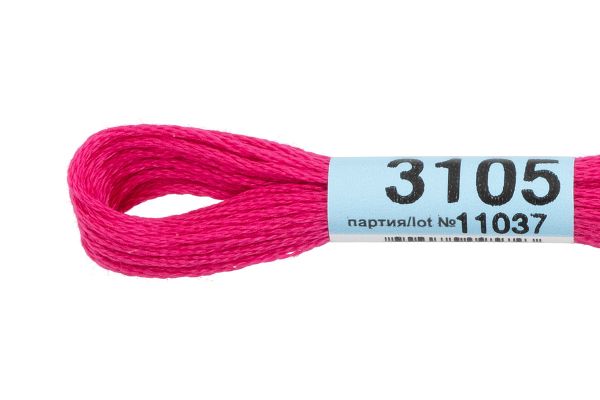 Мулине Gamma 100% хлопок, цв.3105 т.малиновый, 24 мотка по 8 метров