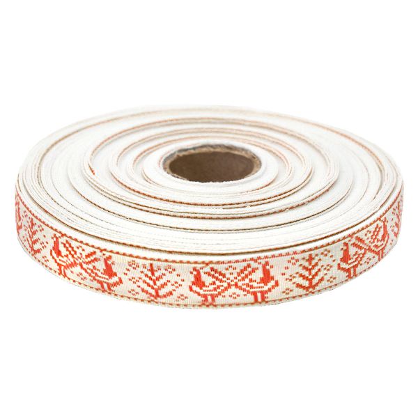 Лента (тесьма) жаккардовая 18.0 мм / 25±1 метров, Славянский орнамент Оберег, рис.9507 (красный) С3771Г17