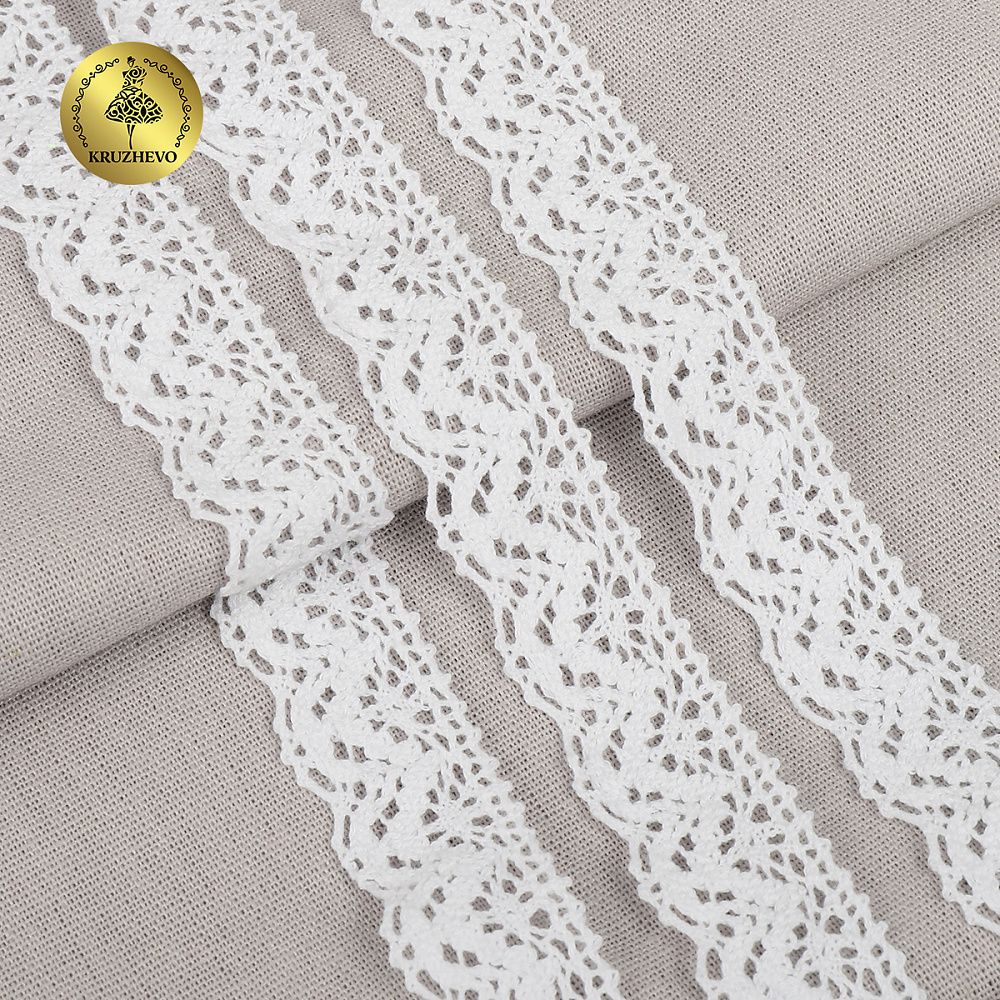 Кружево вязаное (тесьма) 19 мм / 10 метров, 5816 Тонкая нить цв.02 белый, Kruzhevo