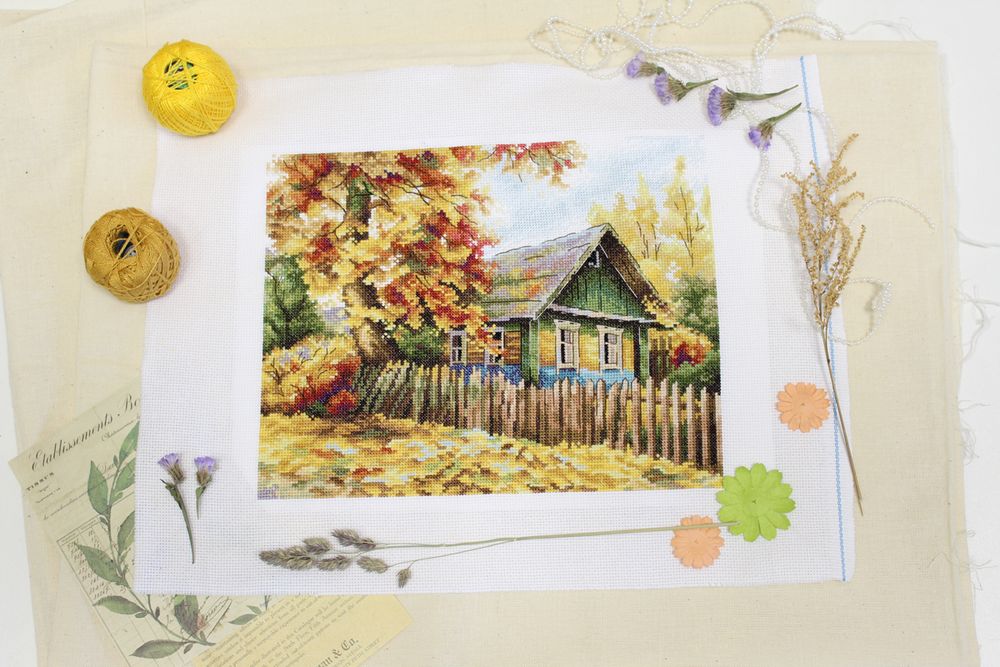 Набор для вышивания нитками МП Студия, Домик на пригорке, 40х50 см