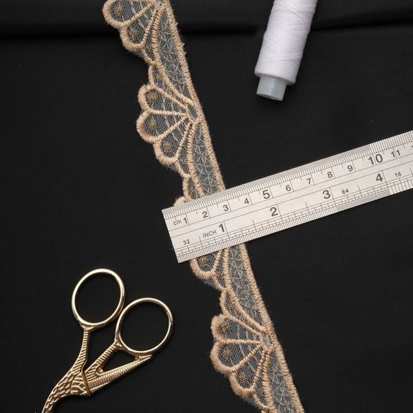 Кружево гипюр (плетёное) 30 мм / 13.7 метров, (интерьерное) бежевый, 3AR2334