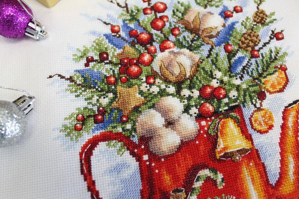 Набор для вышивания нитками МП Студия, Праздничное чаепитие, 28х20 см