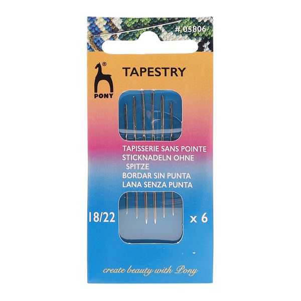 Иглы ручные гобеленовые с серебряным ушком Tapestry №18-22, 6 шт, PONY, 05806