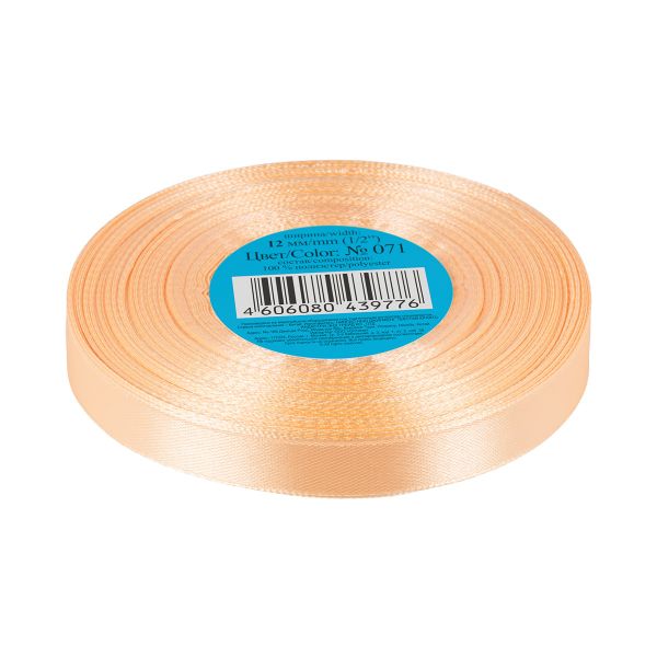 Лента атласная 1-сторонняя 12.0 мм / 33±2 метра, 071 св.кремовый, Gamma