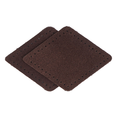 Заплатки пришивные из замши, ромб 6х8,4см с перфорацией, 2 шт, 100% кожа, 21 темно-коричневый, 59115