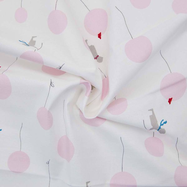 Ткань коллекция Little Friends, 48х50см, 100% хлопок Gutermann (320 белый/розовые шарики), 647701