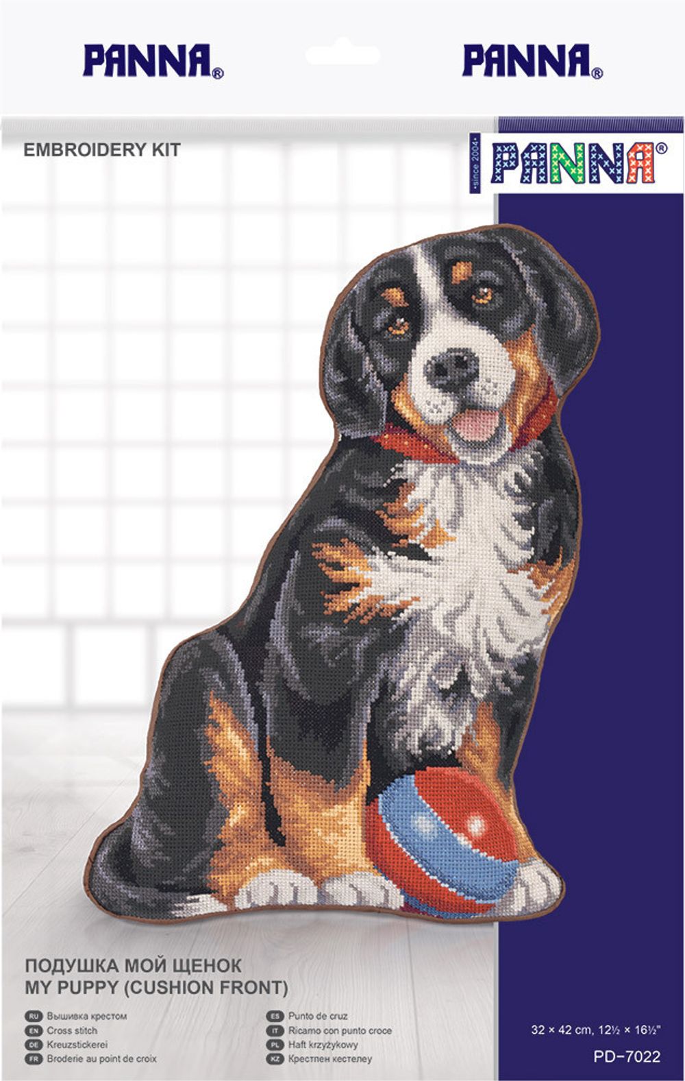 Набор для вышивания нитками Panna, Подушка Мой Щенок, 32х42 см