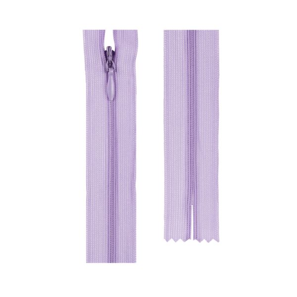 Молния спираль потайная плательная Т3 (3 мм) 1 зам., н/раз., 60 см, 10 шт, №163 сиреневый, Gamma G013P