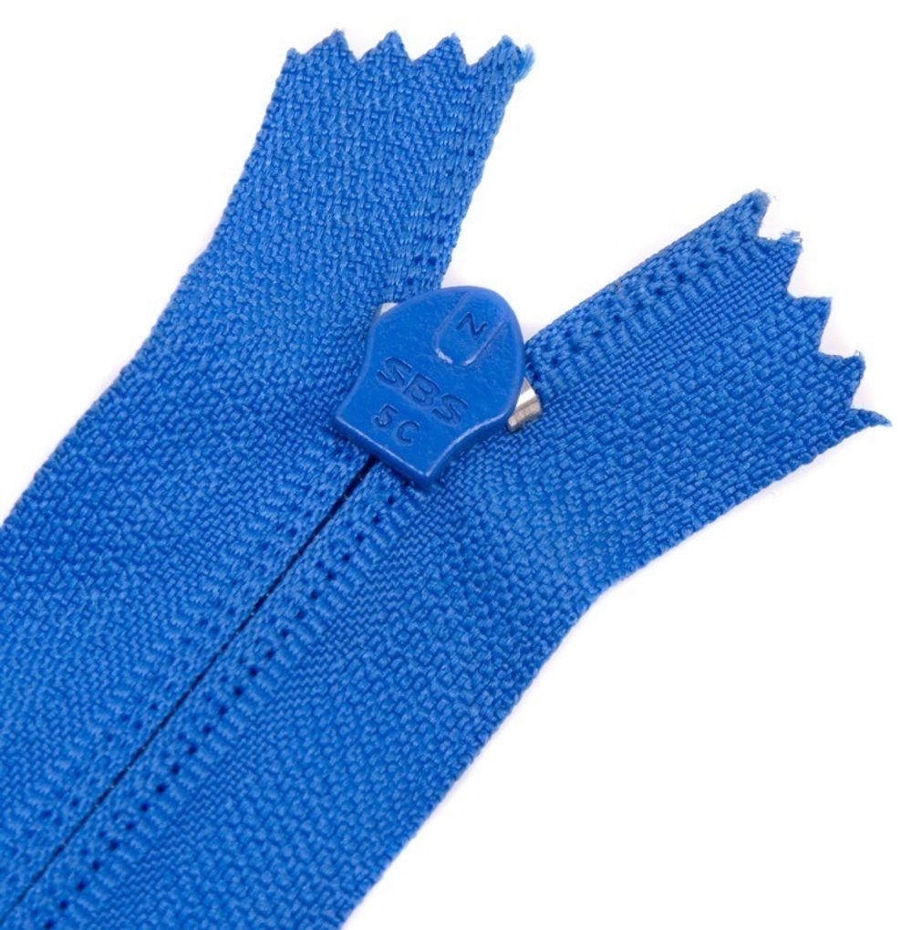 Молния спиральная (витая) SBS Т4 (4 мм) 1 зам., б/корда, н/раз., зуб в тон, 20 см, S-918 синий ярк., уп. 100 шт /TOS/