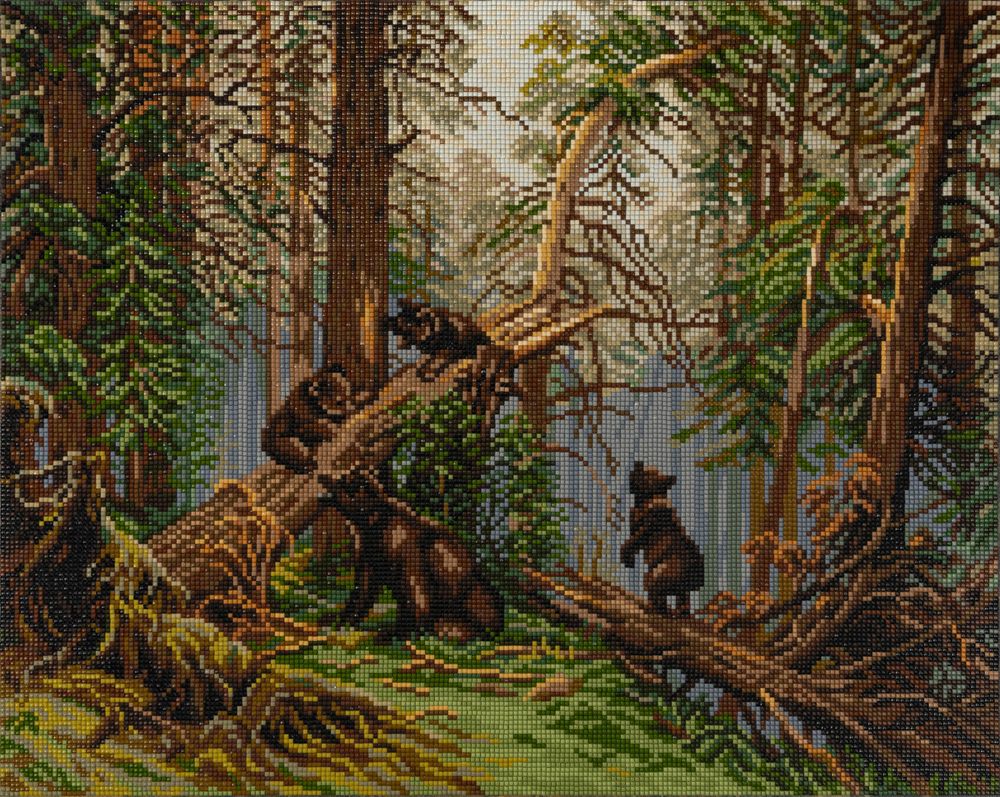 Алмазная (кристальная) мозаика Фрея GTG-ALPD-225, Утро в сосновом лесу. Иван Шишкин, на подрамнике, 50х40 см