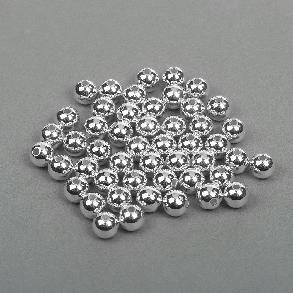 Бусины пластик ⌀10 мм, цв.серебро уп.50 г, Magic4Hobby