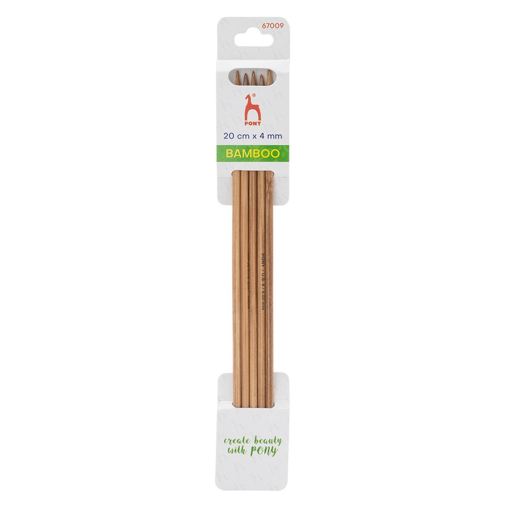 Спицы чулочные Pony Bamboo ⌀4.0 мм, 20 см, 5 шт, бамбук, 67009