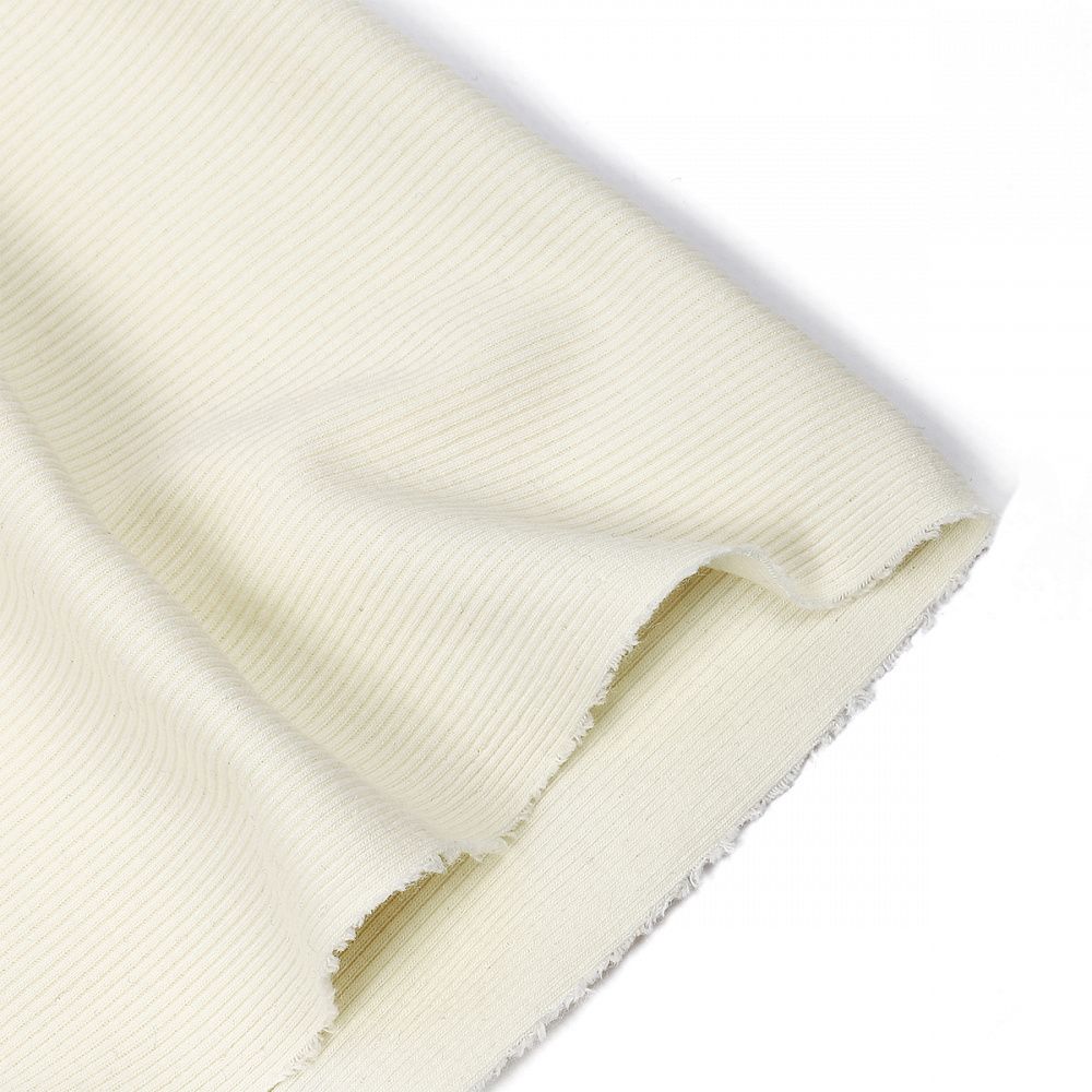 Кашкорсе Поликоттон стрейч 250г RIB 2*2 130см цв.S801 молочный в нарезке 3м