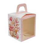 Коробка под кулич с окном 15х15х18 см, №2 Пасхальный букет, S-Chief CBC-010