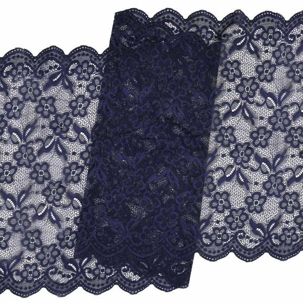 Кружево бельевое эластичное 400 мм / 13.72 м, цв. C147 т.синий