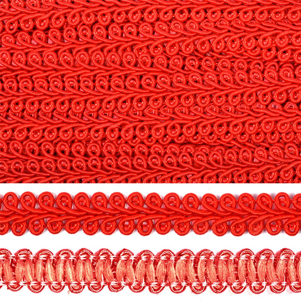 Тесьма в стиле шанель плетеная 12 мм 0384-0016 F162 (26) красный уп. 18.28м