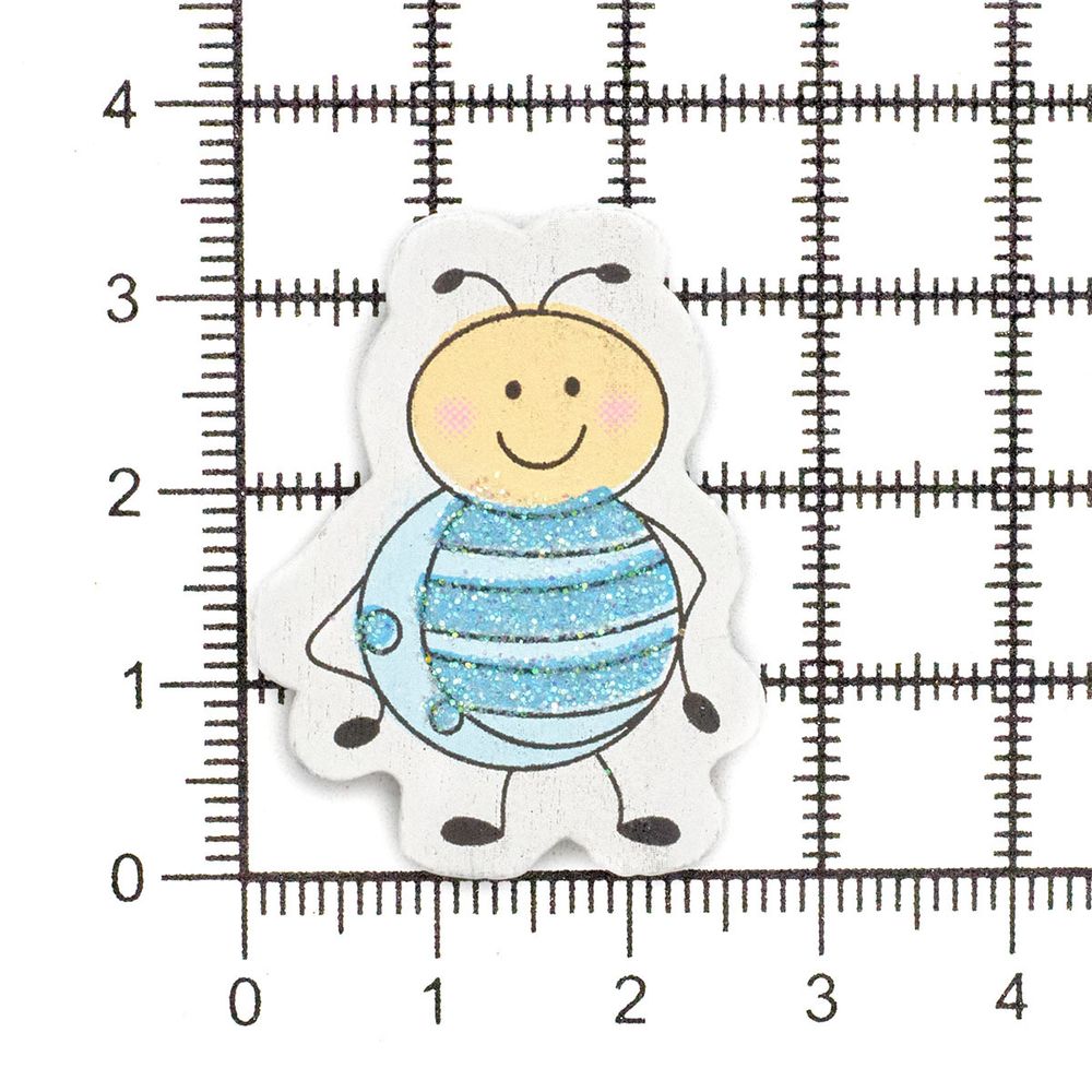 Декоративный стикер Пчелка 40 мм, голубой, 10 шт